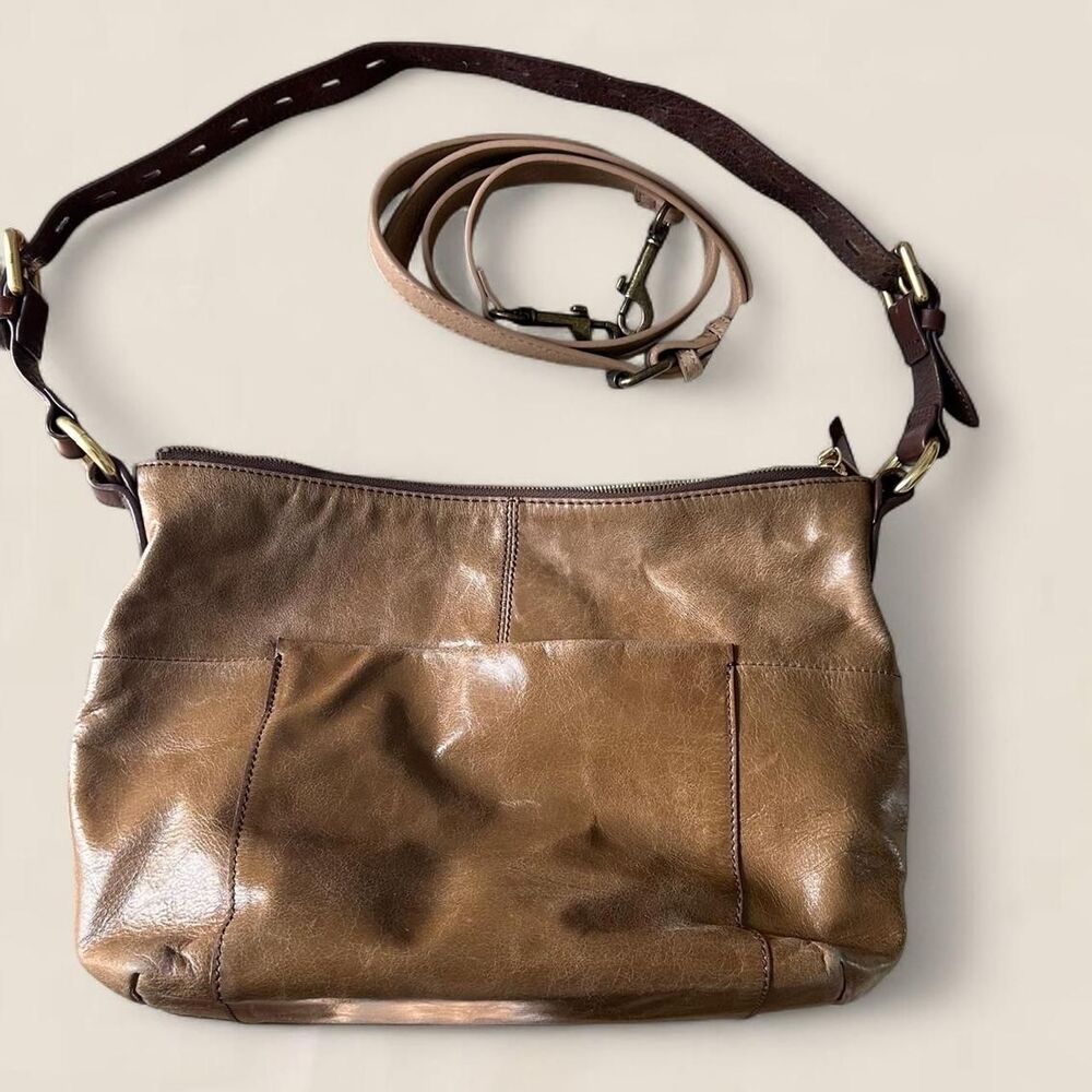 HOBO bronze leather convertible shoulder bag crossbody slouchy boho tote